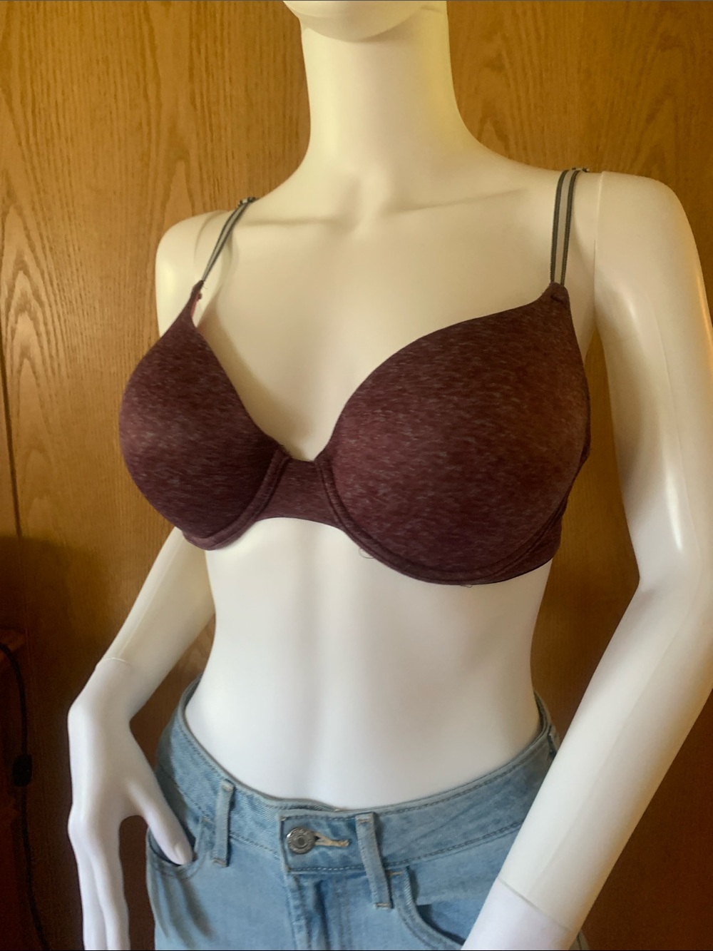 PINK Victoria's Secret Heathered Wine T-Shirt Bra